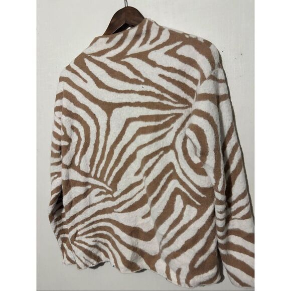 Rachel Zoe Women's Size Small Cream Tan Zebra Print Pullover Sweater - Picture 2 of 5